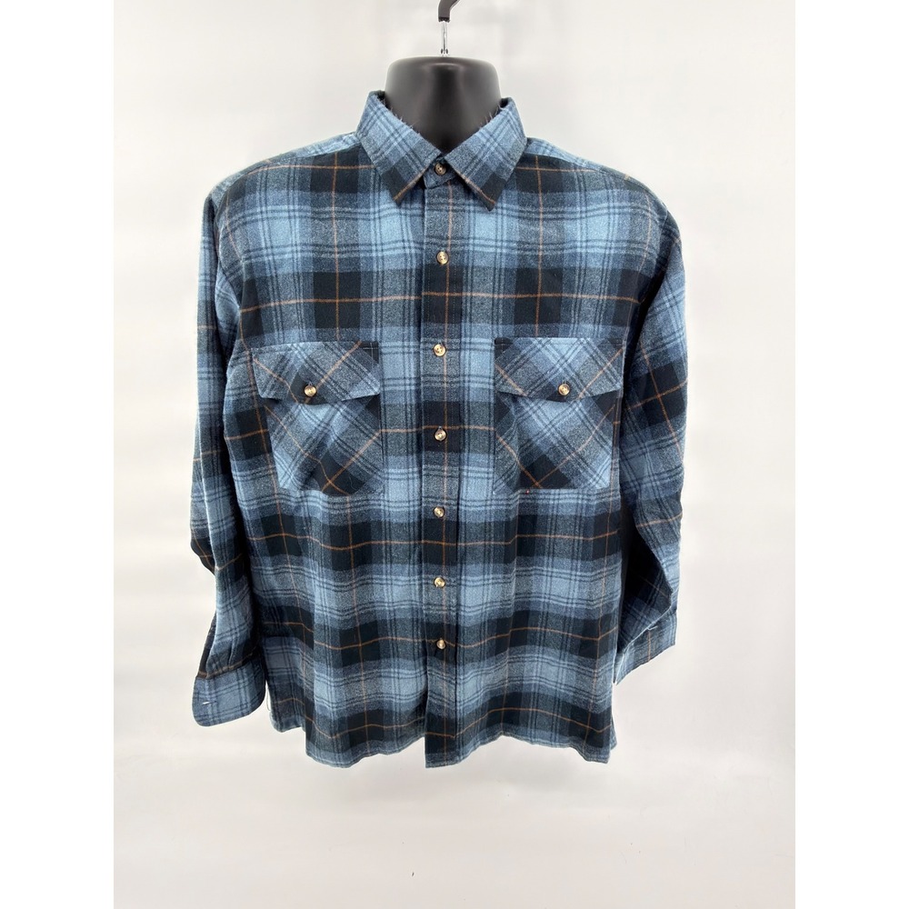 Shaver Lake Flannel Shirt Mens Medium‎ Blue Plaid Long Sleeve Acrylic Blend Soft
